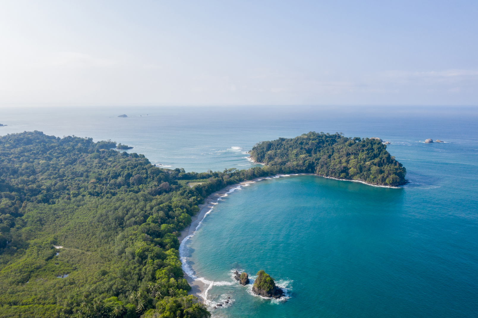 Drone view of Manuel Antonio national park in Costa Rica